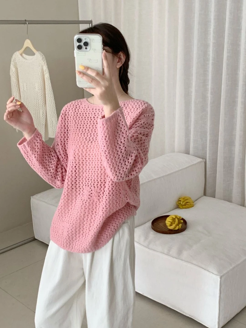 【素简.930112】早秋新款韩系H花纹绵羊毛混纺宝藏上新针织衫