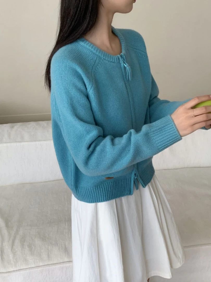 【素简.950132】秋冬新款100绵羊毛插肩袖双头拉链开衫羊毛衫