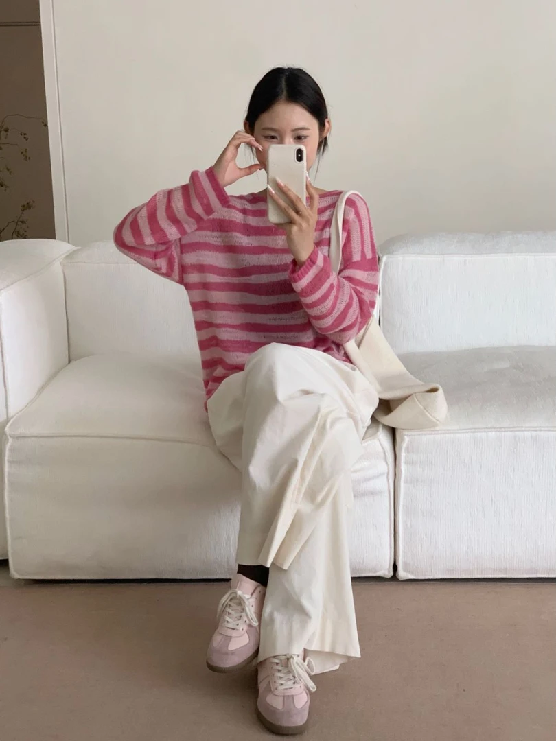 【素简.650196】秋冬新款宝藏上新夹条开衫马海毛时尚针织衫