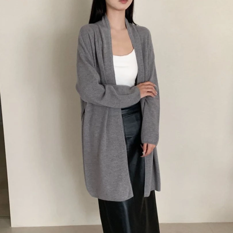 【素简.800190】秋冬新款100绵羊毛长款开衫红人上新羊毛衫