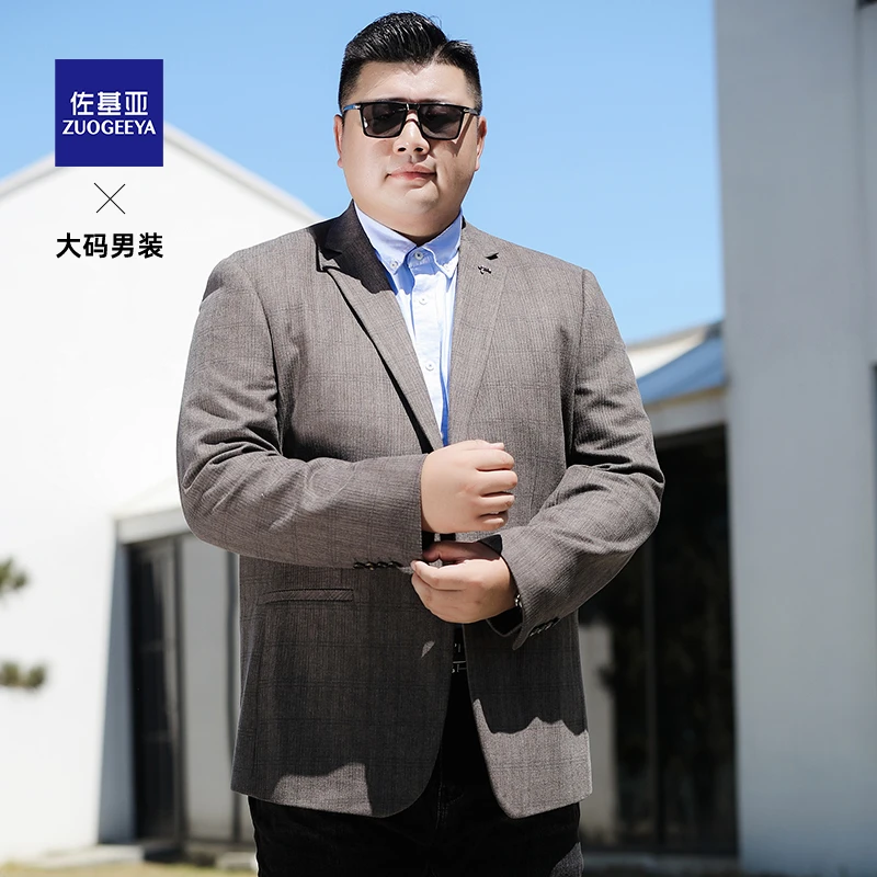 佐基亚春秋男士薄款商务西装加肥加大休闲西服百搭大码单西外套