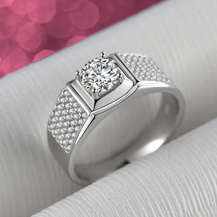 【经典款】莫桑石戒指男士款高级感轻奢仿莫桑钻戒商务通勤不掉色