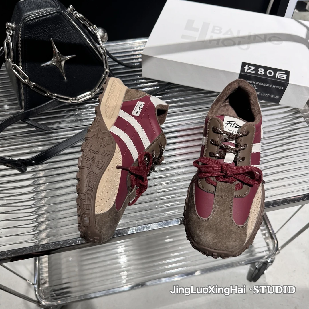 YBLH【24秋冬榴莲底·拼色阿甘鞋·加绒986-6