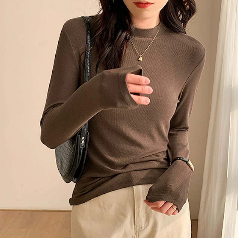 【拍一发二】磨毛高弹奶fufu打底衫女百搭春秋冬半高领显瘦内搭