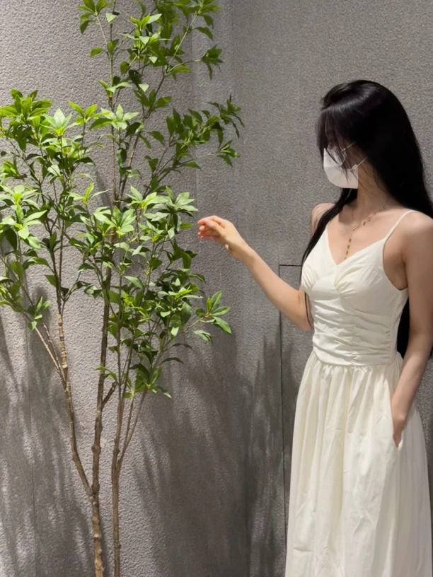 清仓 夏季无袖气质收腰显瘦V领度假吊带连衣裙女 1903