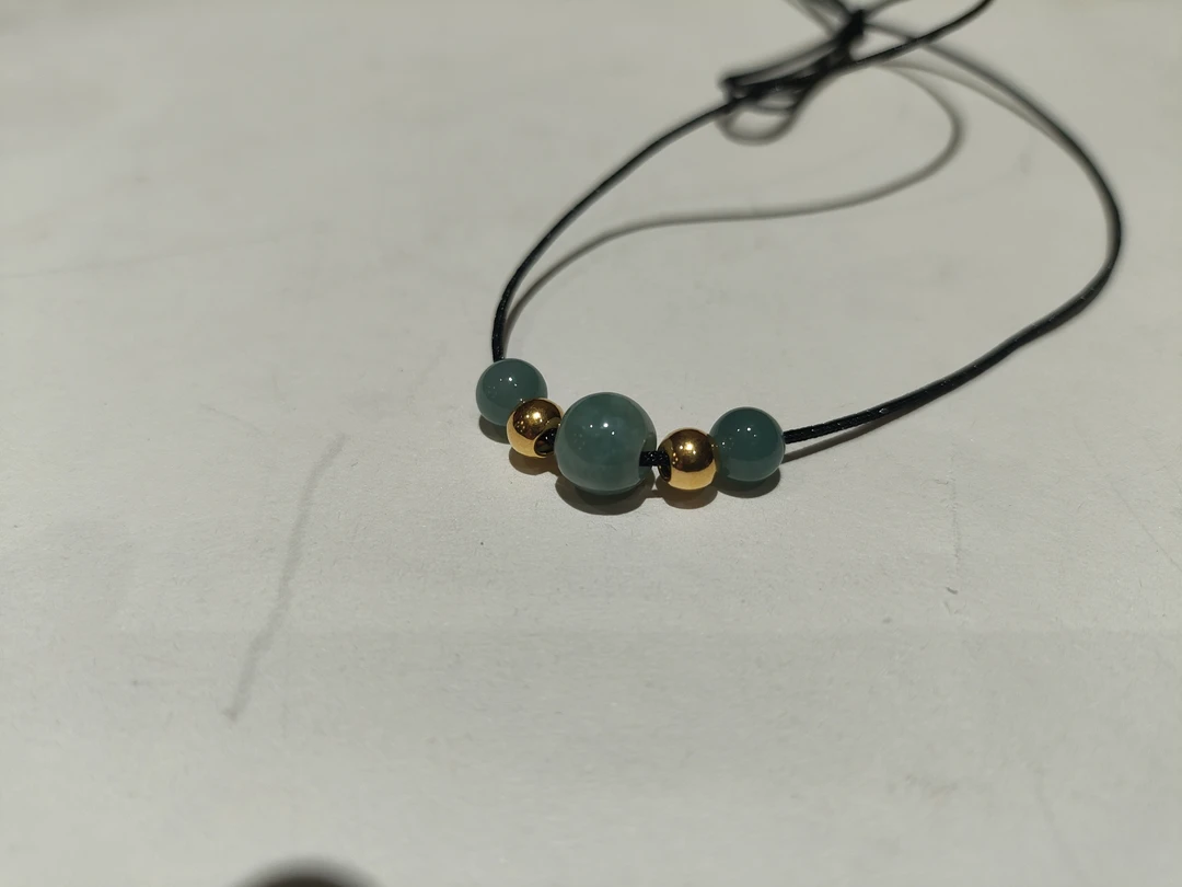 天然翡翠精美黄金吊坠百搭简约绿色女士编织可调节
