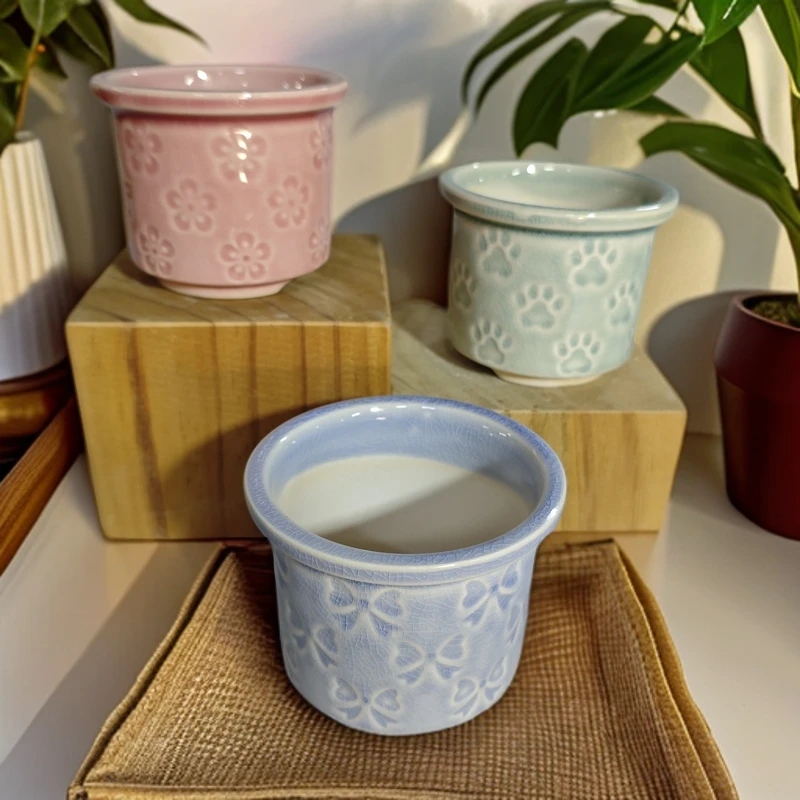 3个口7高6陶瓷多肉花盆创意透气小口径家用桌面阳台迷你粗陶盆栽