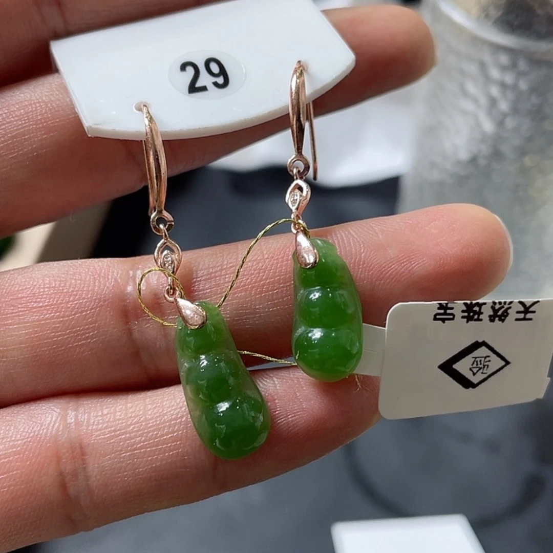 【闪购商品】和田玉耳环银S925镶嵌