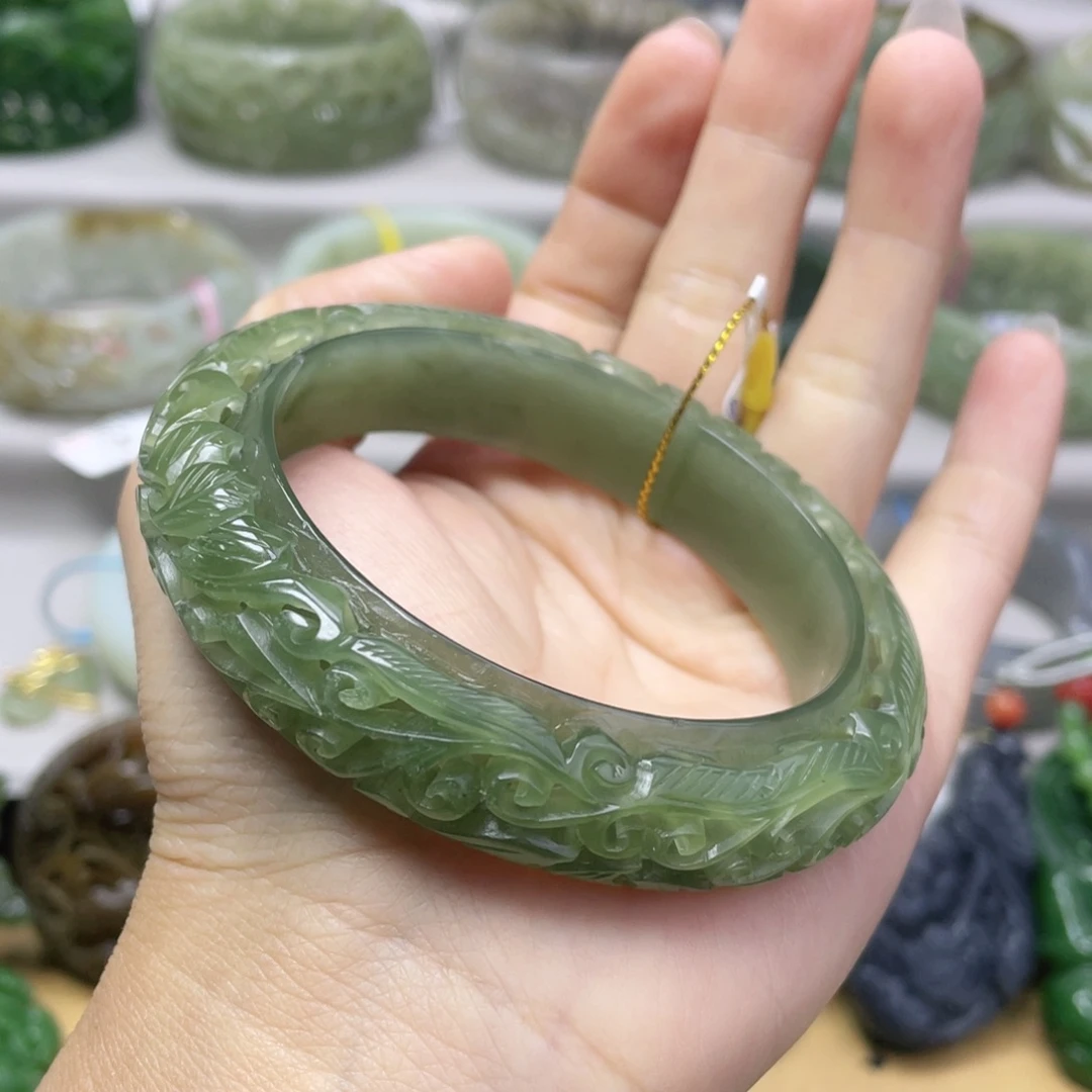 和田玉手镯58+圈口 编号95未镶嵌