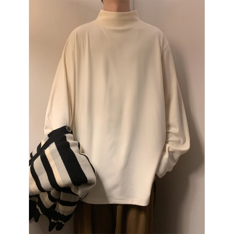 秋冬新款德绒半高领纯色内搭打底衫爆款长袖ins百搭休闲宽松T恤