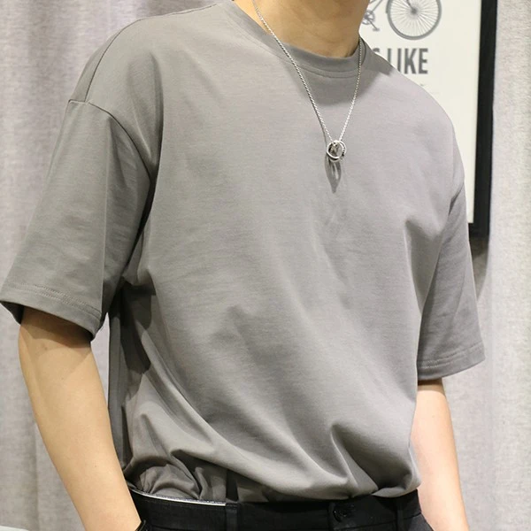 456夏季纯色oversize薄款纯棉宽松休闲简约圆领短袖男女