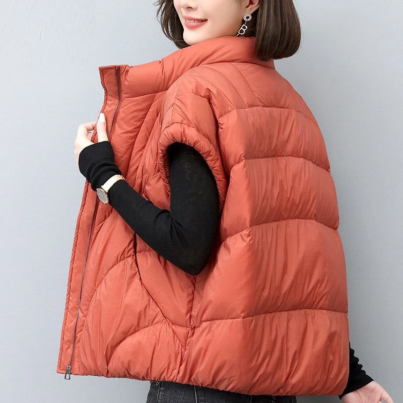 棉洋气女秋冬2023新款大码宽松立领时尚棉服马夹护肩背心坎肩外套