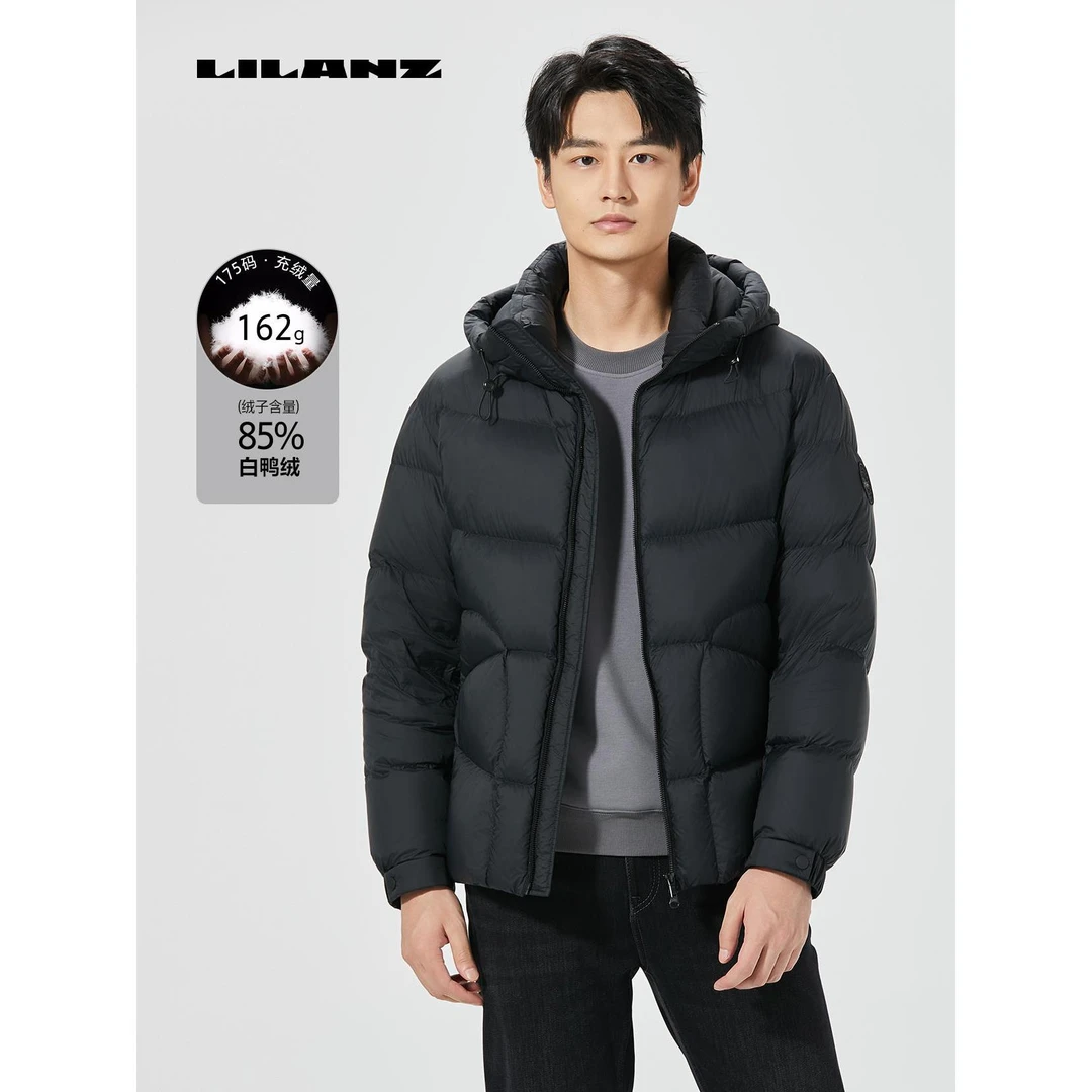 【超柔系列】利郎羽绒短款茄克男士运动户外休闲连帽保暖(B4DRF007)