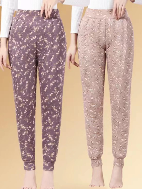 蚕丝护腰棉裤打底裤秋冬保暖裤大码中老年弹力妈妈高腰高弹力修身