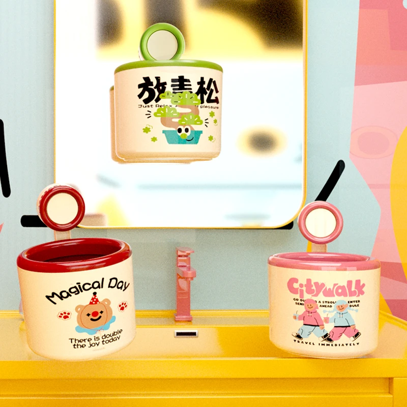 诺室吸盘垃圾桶壁挂式废弃洗脸巾收纳筒家用卫生间墙上熊迷你纸篓