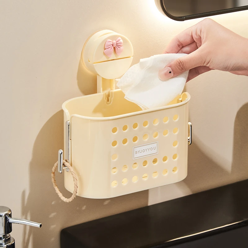 诺室废弃洗脸巾收纳盒吸盘置物架浴室卫生间洗漱台二次棉柔巾纸娄