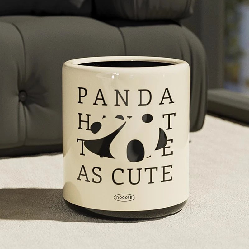 诺室熊猫垃圾桶家用客厅卧室大容量2023新款高颜值创意大号垃圾筒