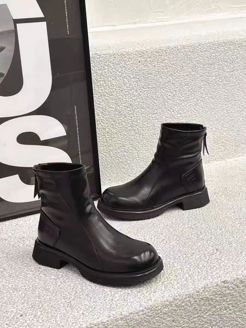 爆款定制厚绒2024冬季切尔西女士短靴超柔软舒适百搭保暖马丁靴