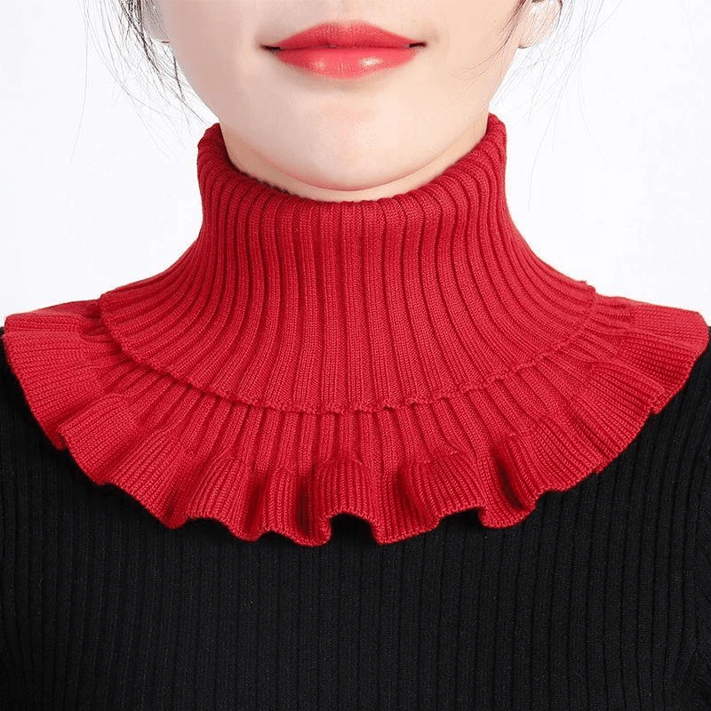 假领子女百搭围脖冬季保暖护颈椎领套配毛衣打底针织毛线高领脖套