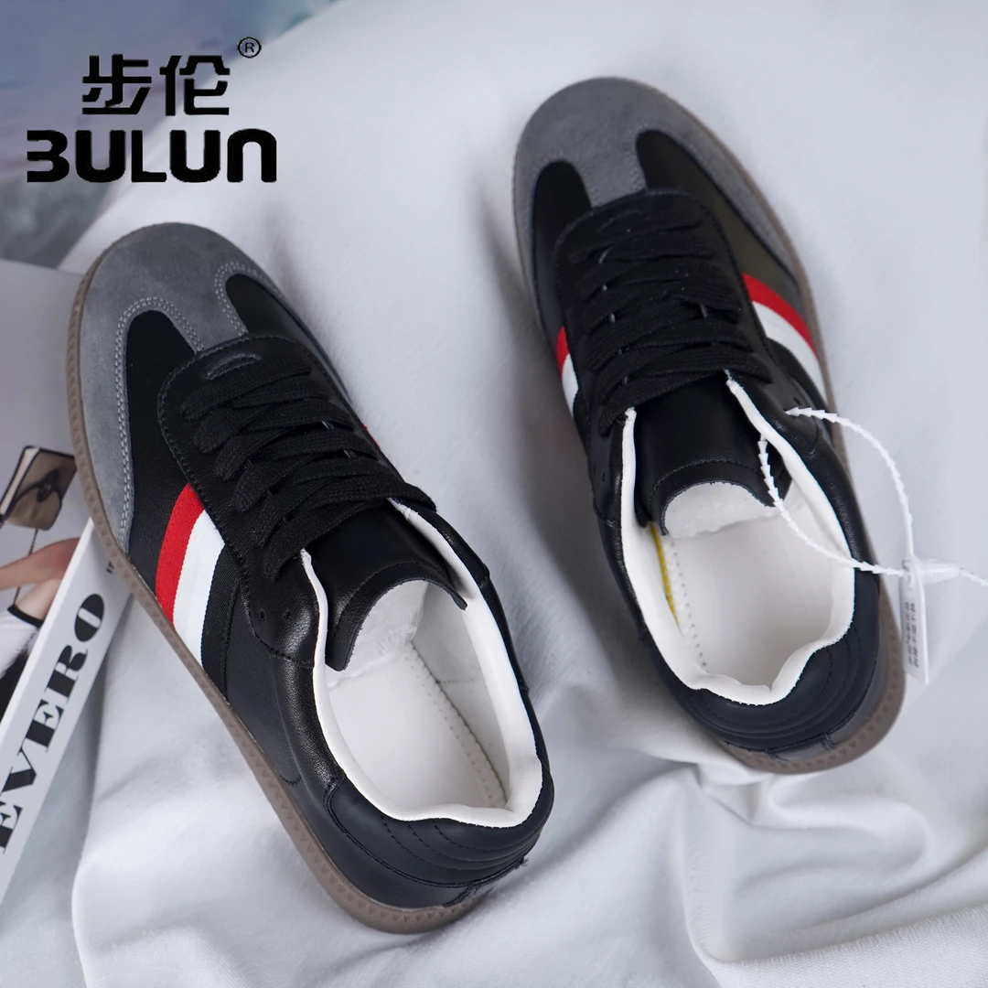 BuLun/步伦【牛皮黑色】运动休闲低帮鞋软底透气德训鞋鞋子 37-45