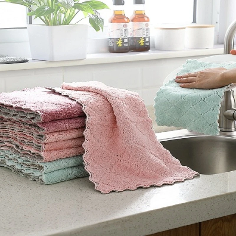吸水抹布擦桌布厨房家用清洁双面加厚洗碗巾洗碗毛巾洗碗布油污净