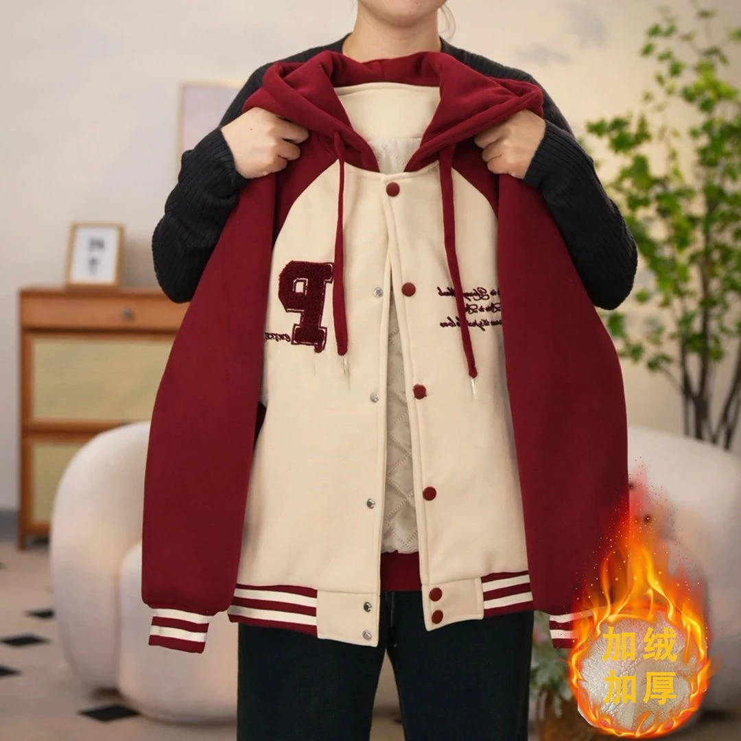 女童外套夹棉加厚2024新款女孩洋气冬款棒球服儿童冬装棉服中大童