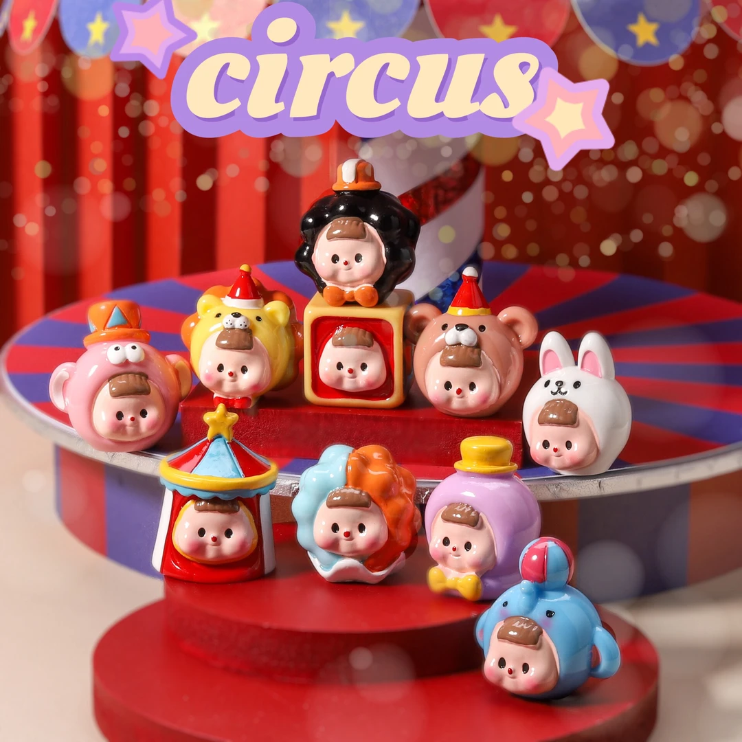 新款彩绘马戏团妹妹【许愿＋对对碰】创意手工DIY摆件卡通树脂配件