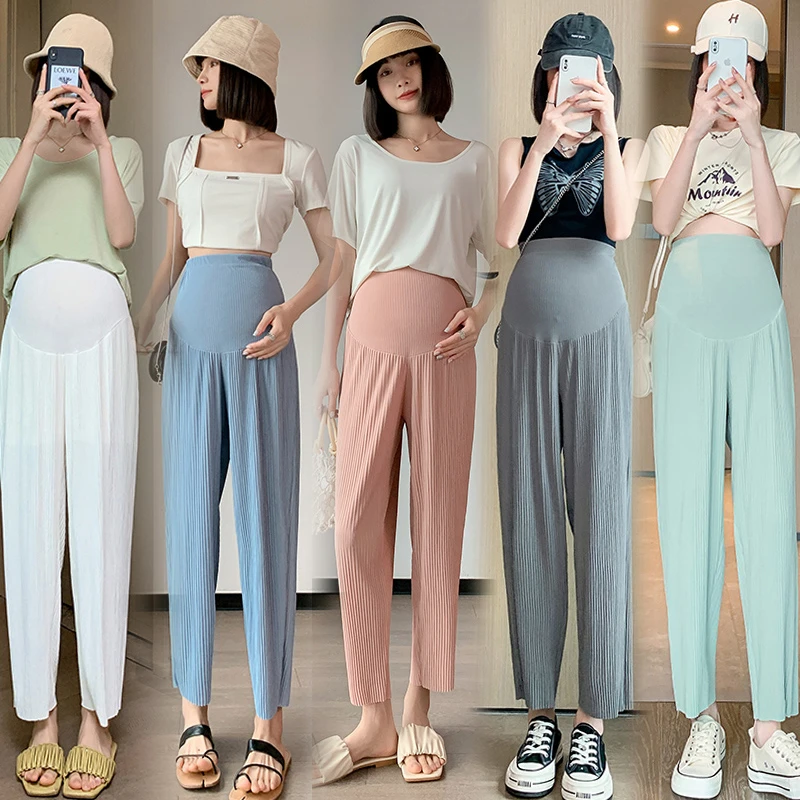 【M-4XL】孕妇裤子大码萝卜裤宽松显瘦奶奶裤垂感凉凉裤冰淇淋裤