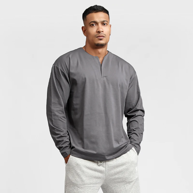 BENSONVISION运动t恤健身训练长袖跑步透气上衣休闲宽松打底衫男