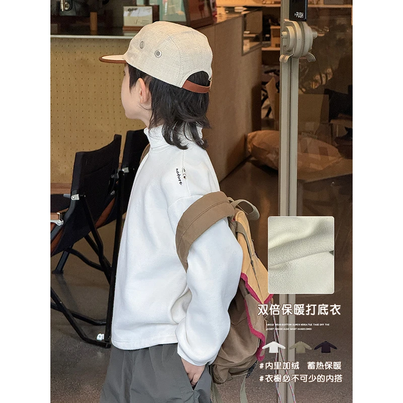 【现货】略略童装日韩高品质男孩秋冬款三色翻领T恤打底衫234TX800