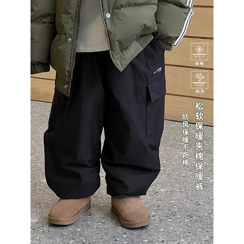 【现货】略略童装冬季款加厚口袋百搭保暖工装长裤子234KZ853