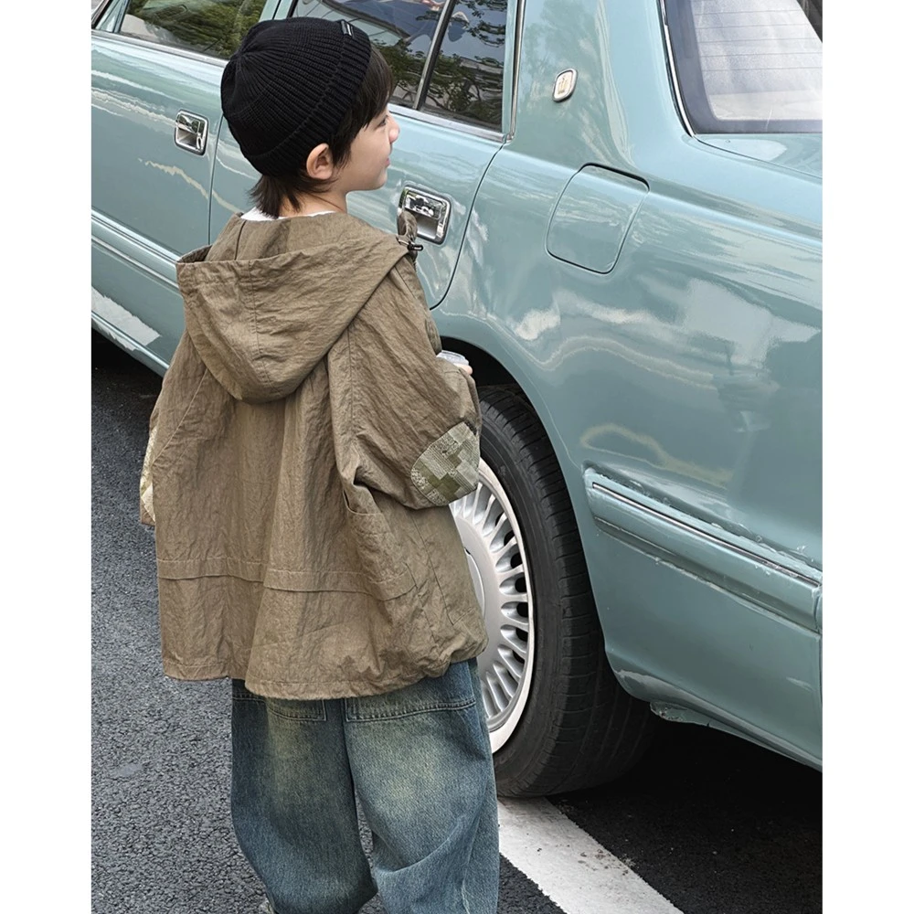 【现货】略略童装儿童上衣男童宝宝春秋款连帽多口袋外套233WT106