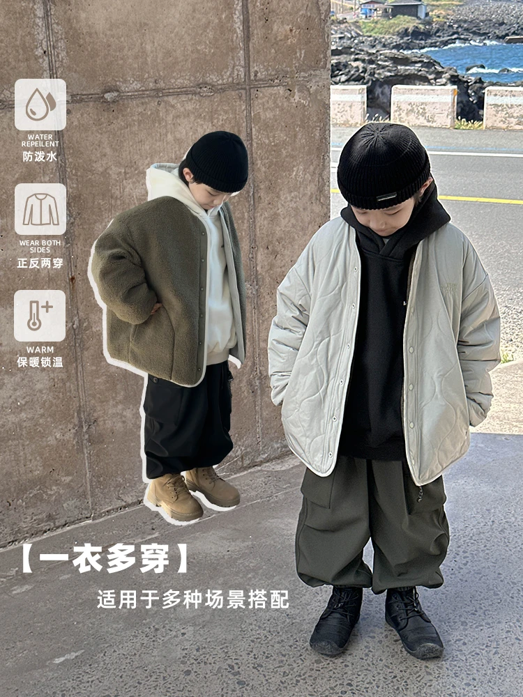 【现货】略略童装儿童秋冬款两面穿休闲压棉保暖外套244WT1834