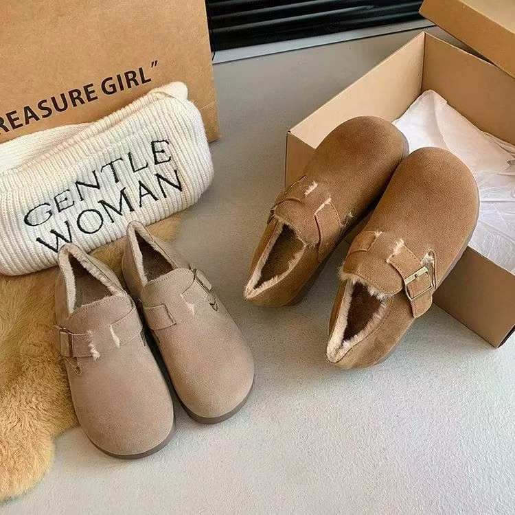 【靓衣园】加绒防滑勃肯圆头一脚蹬勃肯棉鞋（3619）