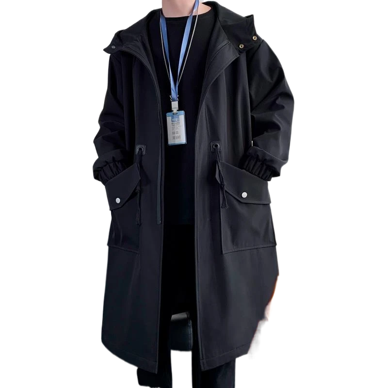 【精品男装推荐】秋冬加厚保暖风衣男宽松潮牌过膝大衣韩版潮流中长