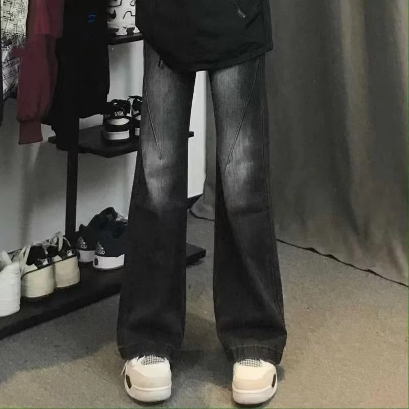 秋冬美式高街微喇叭vibe水洗牛仔裤宽松百搭休闲裤复古显高显瘦男