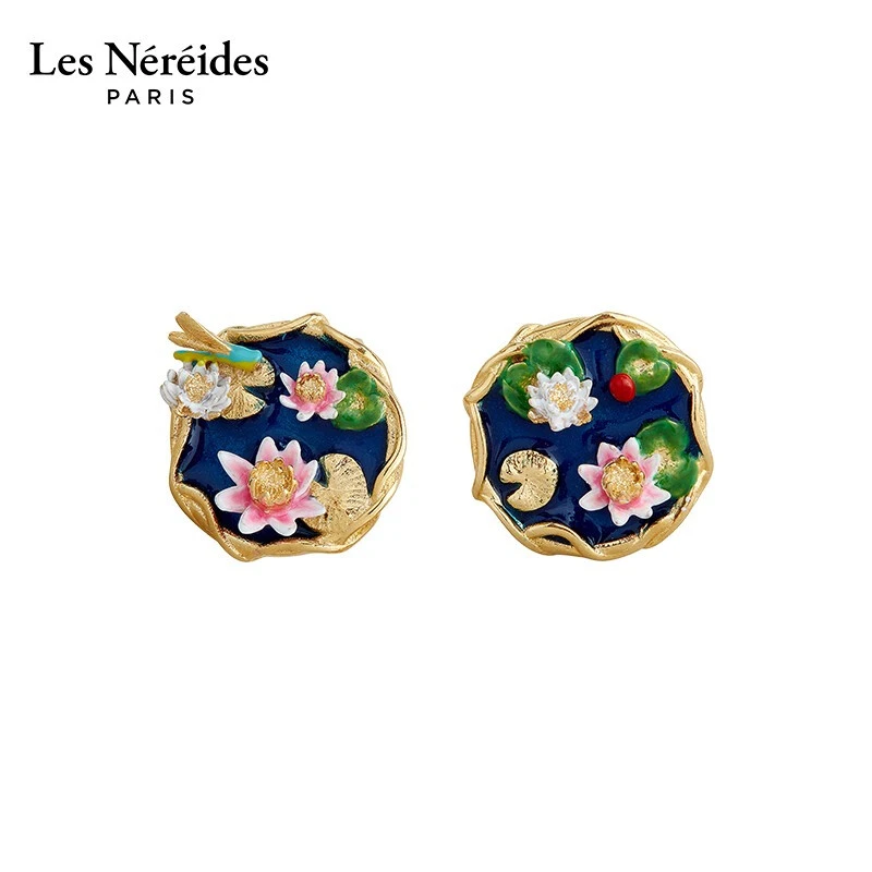 珐琅耳饰 Les Nereides莫奈花园系列 池中的睡莲 耳环