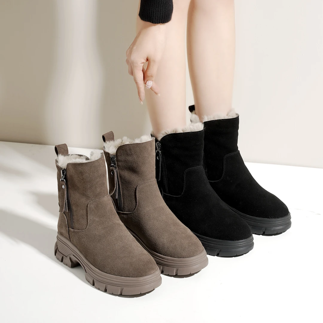 679新款短靴加绒雪地靴保暖百搭大棉靴冬 马丁靴冬季加厚厚底时尚