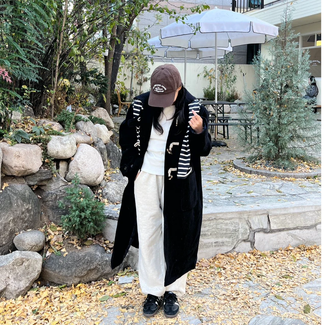 人生大衣加条纹披肩