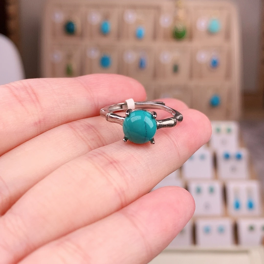 绿松石戒指银S925镶嵌