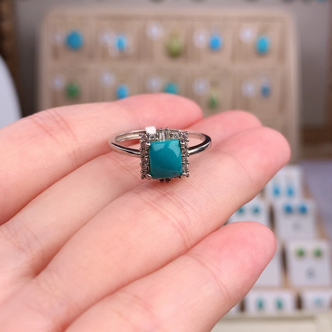 绿松石戒指银S925镶嵌