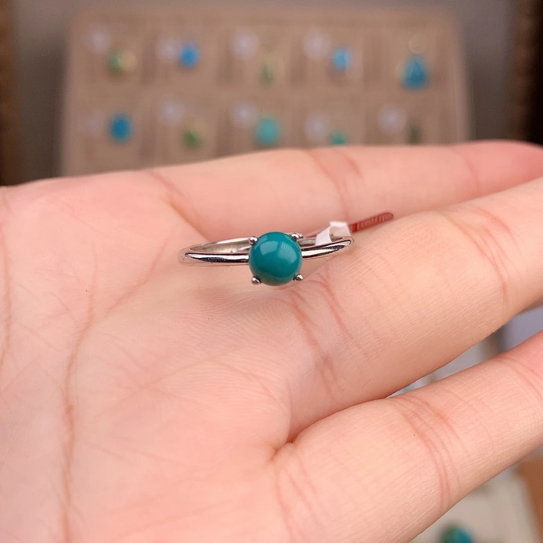 绿松石戒指银S925镶嵌