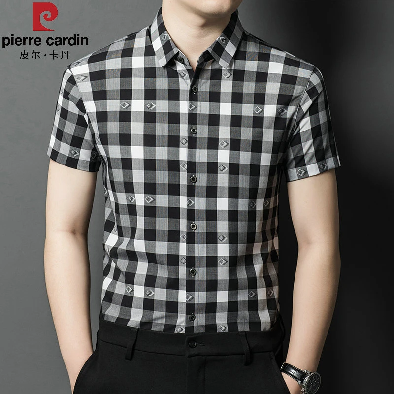 皮尔卡丹2024新款正品优质透气衬衣男士时尚衬衫修身亲肤薄款上衣