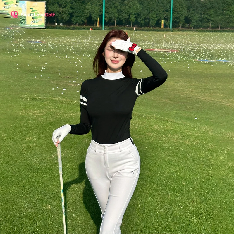 高尔夫服装女款春夏韩版简约长袖T恤透气速度修身显瘦内搭球服女