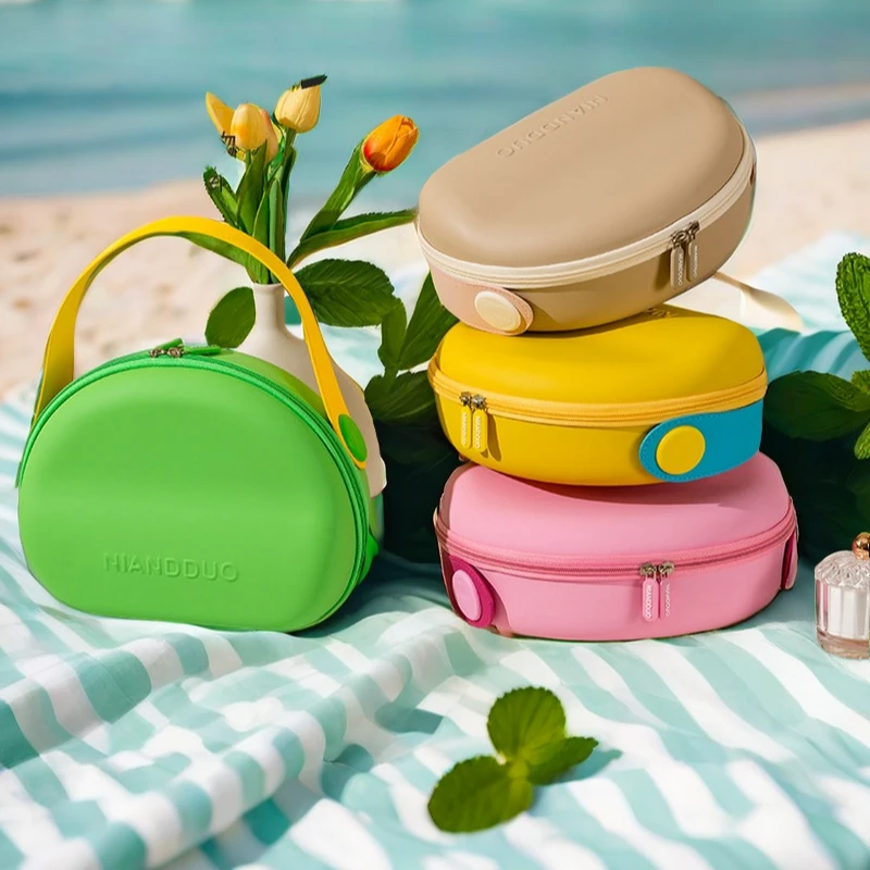 网红化妆包多巴胺便携圆形防摔耐脏硬壳收纳包时尚小众洗漱小包包