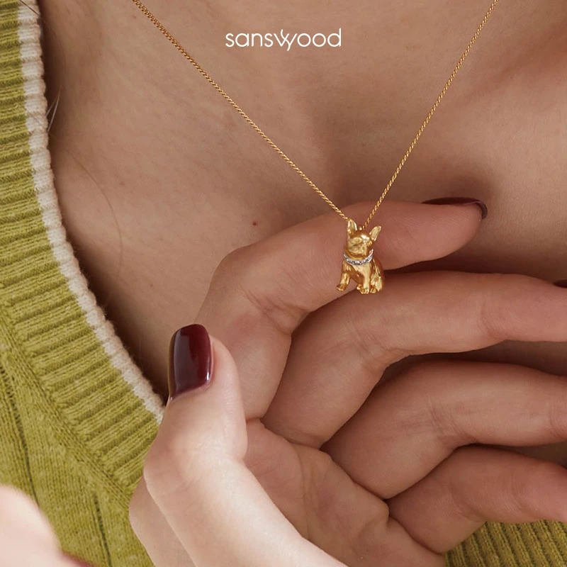 sanswood 链子925银 《流浪精灵》法斗原创轻奢宠物狗狗毛衣链
