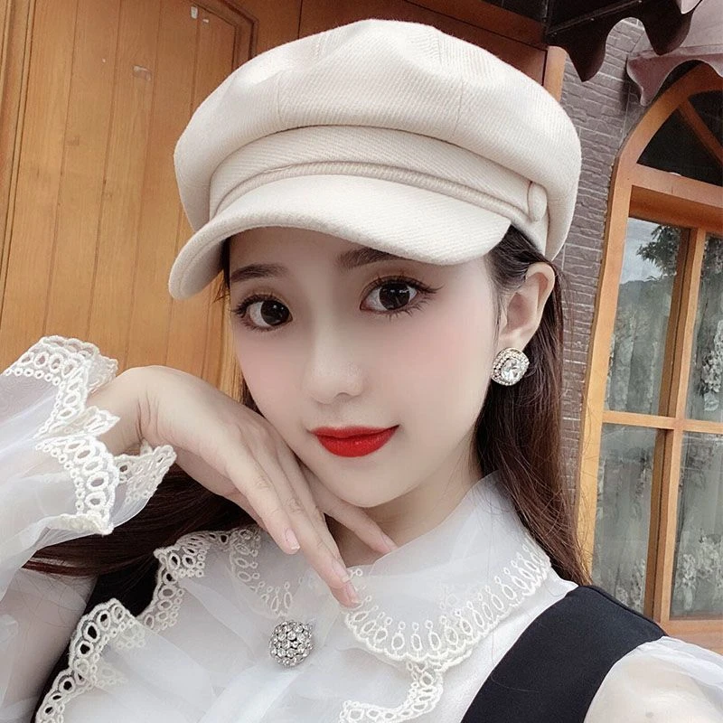 新款潮流帽子女网红款ins韩版潮人百搭八角帽时尚春秋冬季贝雷帽
