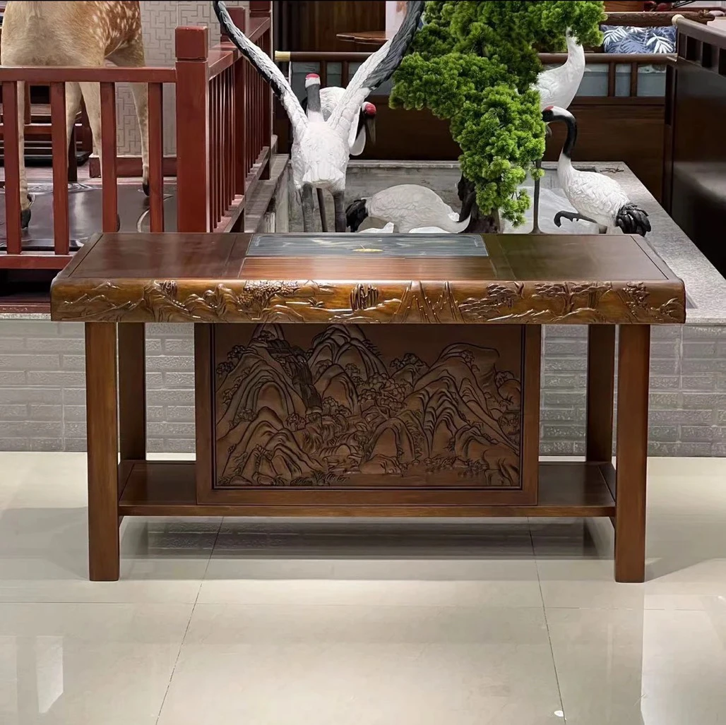 深雕山水茶台茶桌 家用 泡茶桌 木质尺寸:148/178/*79*74