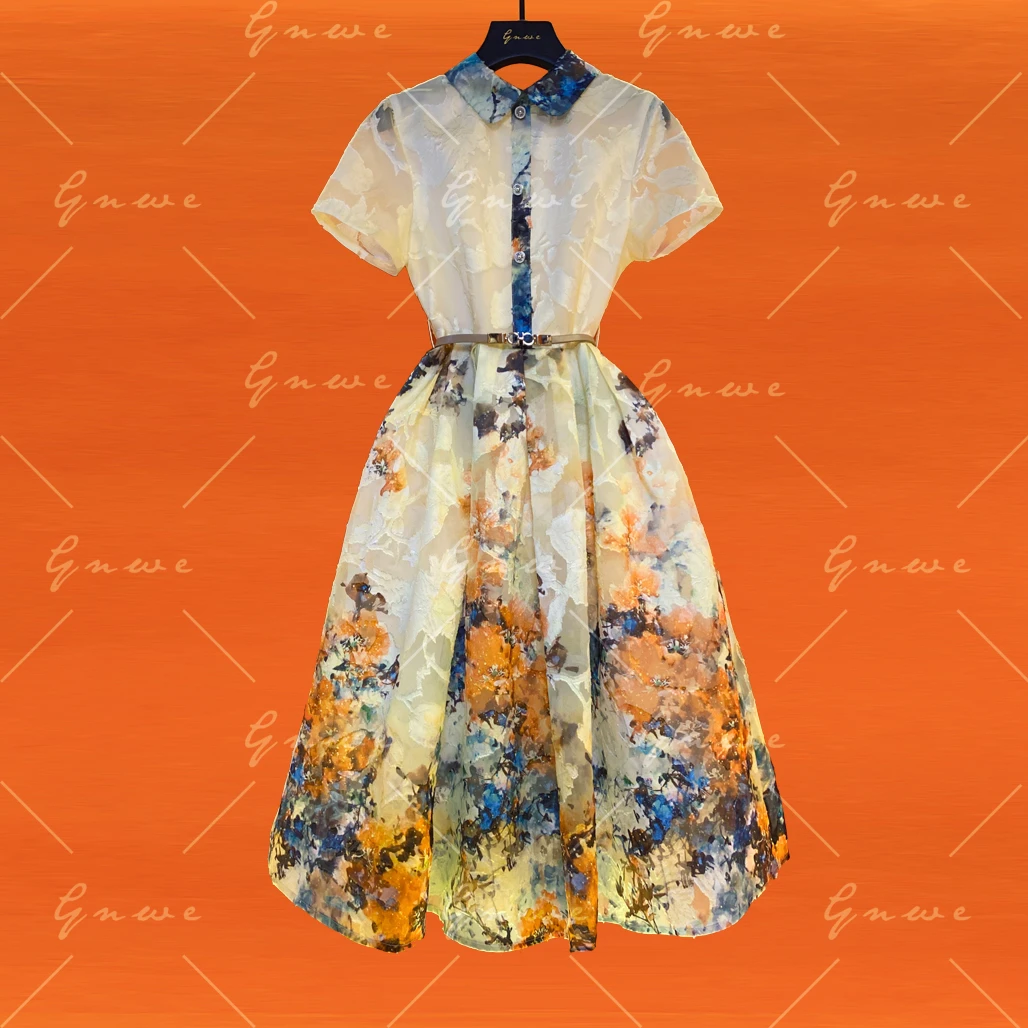 【莫奈花园风】[霞]轻奢个性显瘦连衣裙A-78