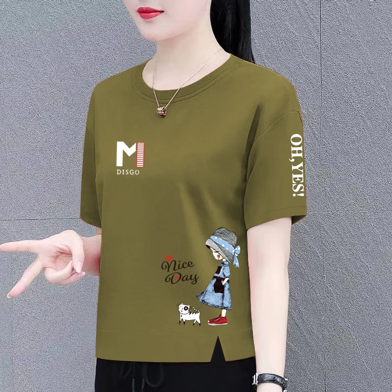 100%纯棉短袖t恤女夏季新款大码宽松韩版上衣显瘦遮肚拼接体恤衫